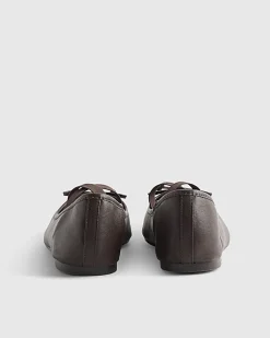 Brown Square Toe Flat Ballet Pumps