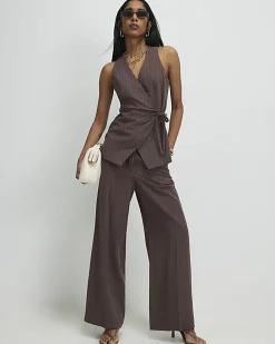 Brown Stripe Soft Tailored Trousers