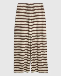 Brown Stripe Textured Trousers