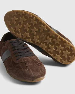 Brown Suede Elastic Back Trainers