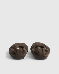 Brown Suede Elastic Ballet Pumps
