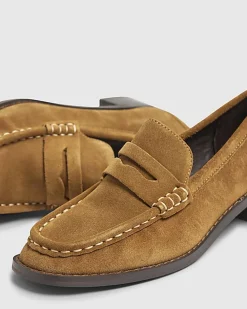 Brown Suede Heeled Loafers