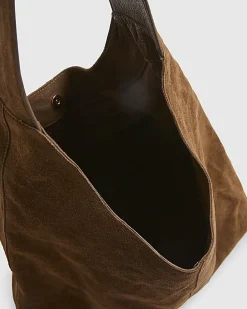 Brown Suede Slouch Shoulder Bag