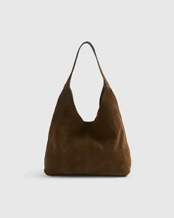 Brown Suede Slouch Shoulder Bag