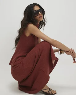 Brown Textured Full Skirt