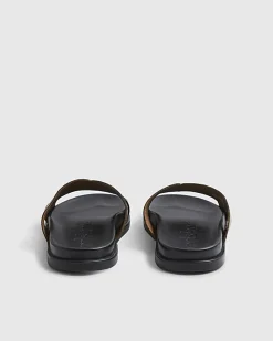 Brown Textured Leather Sandals