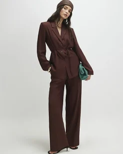 Brown Tie Waist Shacket