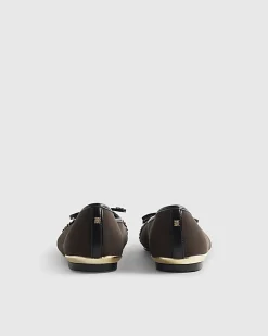 Brown Toe Cap Flat Ballet Pumps
