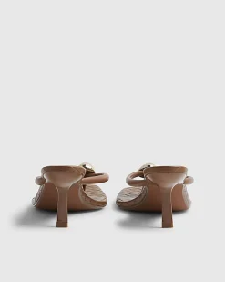 Brown Toe Thong Heeled Sandals