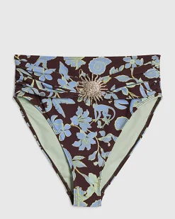 Brown Tropical High Waisted Bikini Briefs