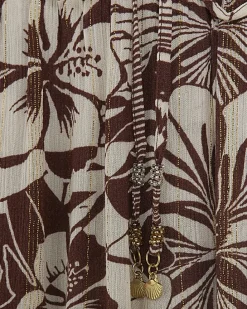 Brown Tropical Print Beach Trousers