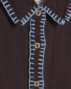 Brown Whipstitch Beach Shirt
