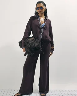 Brown Whipstitch Drawstring Trousers
