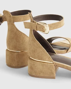 Brown Wide Fit Faux Suede Heel Sandals