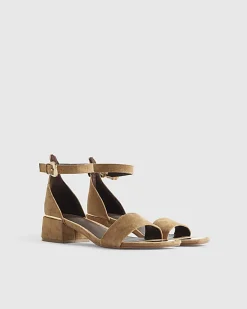 Brown Wide Fit Faux Suede Heel Sandals