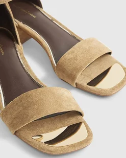 Brown Wide Fit Faux Suede Heel Sandals