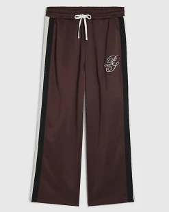 Brown Wide Leg Side Stripe Joggers