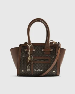 Brown Winged Panelled Zip Tote Bag