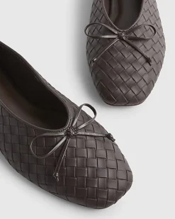 Brown Woven Ballet Flats