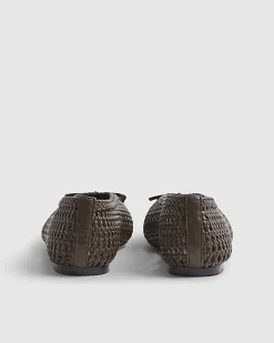Brown Woven Ballet Pumps