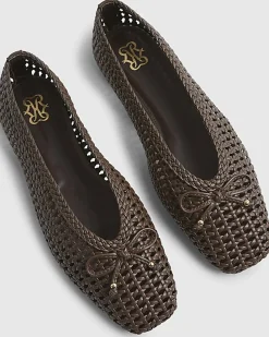 Brown Woven Ballet Pumps