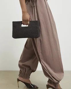 Brown Woven Leather Clutch Bag