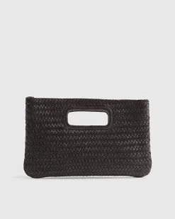 Brown Woven Leather Clutch Bag