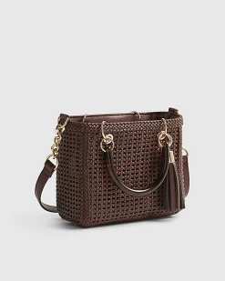 Brown Woven Mini Tote Bag
