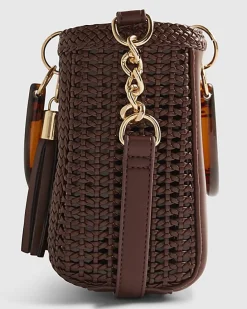 Brown Woven Mini Tote Bag