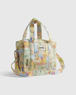 Cream Abstract Print Soft Holdall Bag