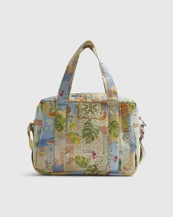 Cream Abstract Print Soft Holdall Bag