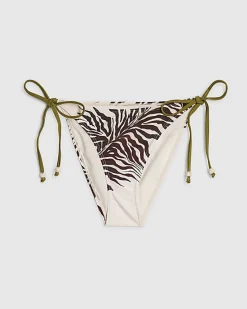 Cream Animal Print Bikini Bottoms