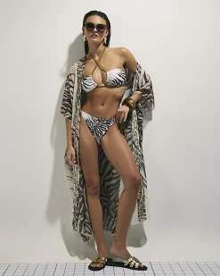 Cream Animal Print Bikini Bottoms