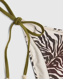 Cream Animal Print Bikini Bottoms