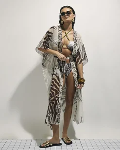 Cream Animal Print Kimono