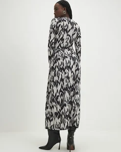 Cream Animal Print Long Sleeve Maxi Dress