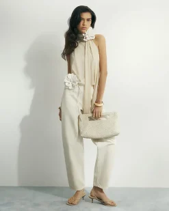 Cream Barrel Leg Jeans