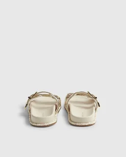 Cream Boucle Double Strap Footbed Sandals