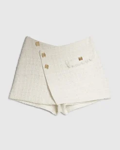 Cream Boucle Wrap Skort