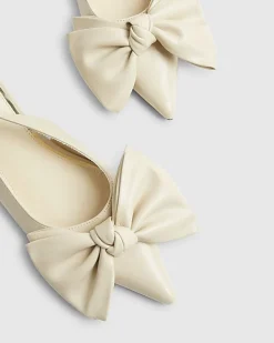 Cream Bow Slingback Flats