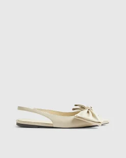 Cream Bow Slingback Flats