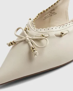 Cream Bow Slingback Pumps