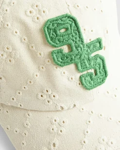 Cream Broderie baseball Cap
