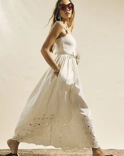 Cream Broderie Cami Maxi Dress