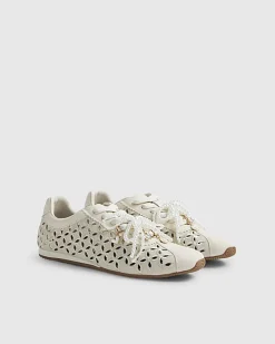 Cream Broderie Charm Trainers