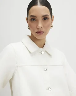 Cream Button Through Denim Dress