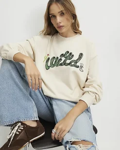 Cream Cactus Embroidered Sweatshirt