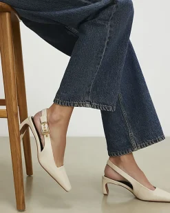 Cream Chisel Toe Slingback Court Heels