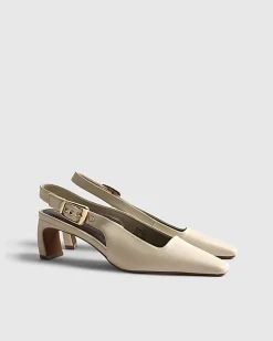 Cream Chisel Toe Slingback Court Heels