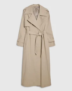 Cream Collared Long Sleeve Trench Coat